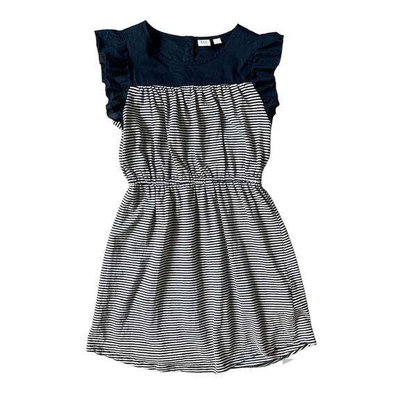 GAP Other - Girls L 10 GAP Kids Navy Blue White Ruffle Flutter Sleeve Stripe Summer Dress